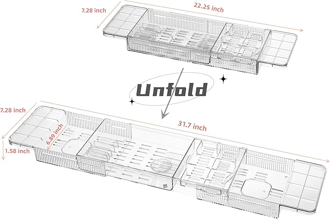 IEEK Expandable Bath Tray with Wine and Book Holder - Image 3