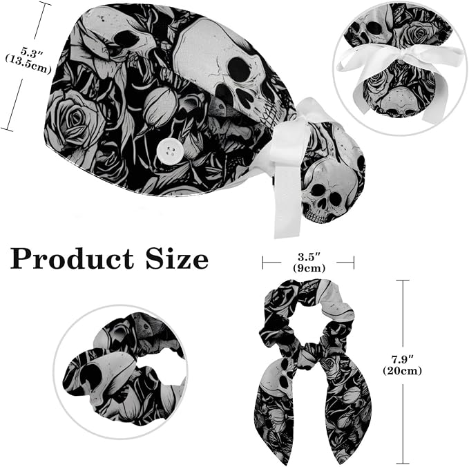 Scrub Cap with Hair Scrunchy, Ponytail Holder Surgical Cap - Image 2