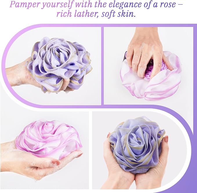 LAYUKI Bath Loofah, Shower Loofah, Body Loofah, Bath Sponge, Shower Sponge - Image 3