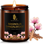 Magnolia & Sandalwood Scented Candles, Soy Candle by DLDREAMYDEWLA