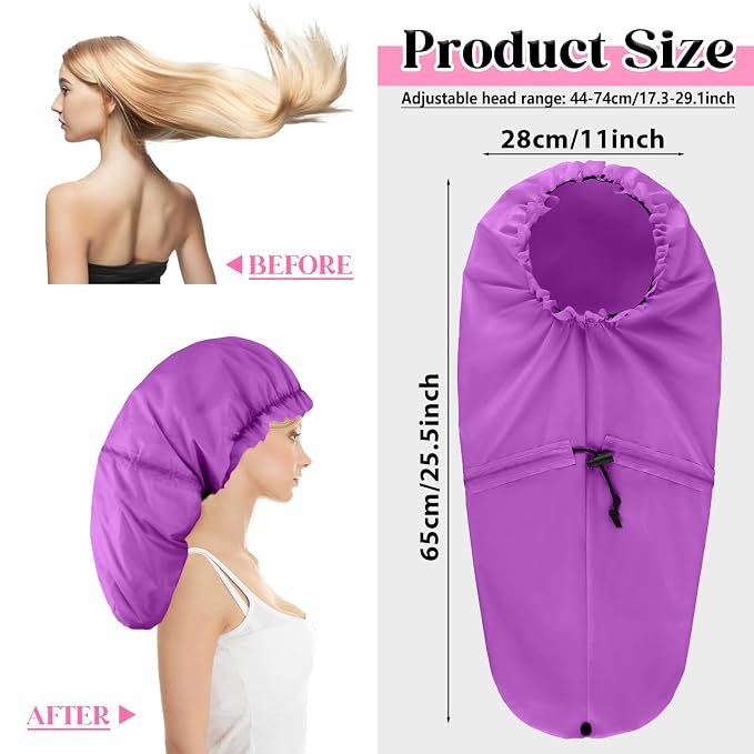 2 Pcs Large Shower Cap for Braids, Extra Long Shower Cap for Women Long Hair & - Image 2