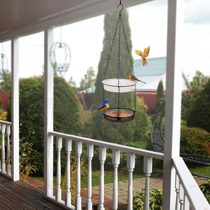 HRAYLTOP 2-in-1 Set Hanging Bird Feeder and Bath - Image 7