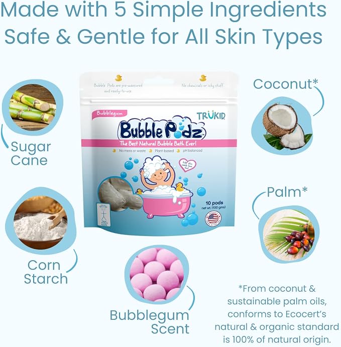 TruKid Bubble Podz Bubble Bath for Kids, & Babies, Tear Free Gentle & - Image 6