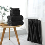 4 Piece Extra Large Bath Towel 35"x70" Oversized Bath Sheet Black Bath Towel Set - Image 4