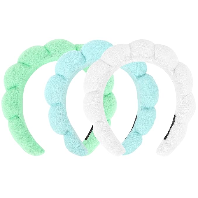 Spa Headband, 3 Pack Soft Terry Cloth Hairband by ACO-UINT