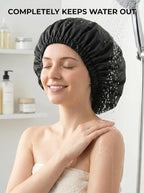 Aquior Shower Cap for Women, Extra Adjustable Shower Caps for Women - Image 6