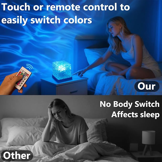 Ocean Wave Lights Projector Rechargeable, Touch Cube Color Changing Light - Image 8