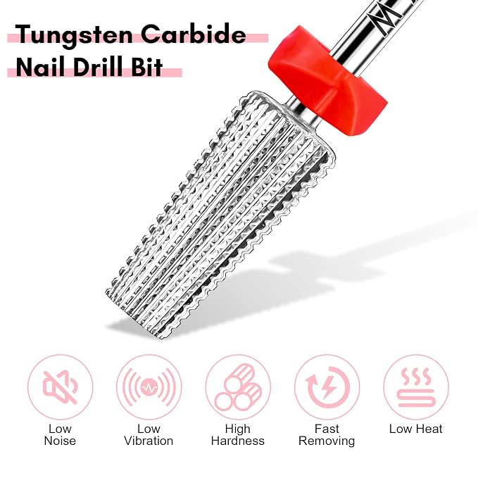 Makartt 5 in 1 Nail Drill Bits, 3/32" Shank Tungsten Carbide Tapered Drill Bits - Image 5