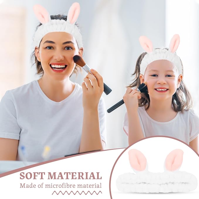 Cute White Rabbit Ears Headband Frog Eye Elastic to Wash Face - Image 6