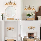 Vintage Bathroom Vanity Light, 3-Light Matte Antique Brass Finish Wall Sconce - Image 5