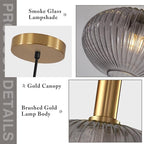 KCO Lighting Mid Century Modern Gold Glass Pendant Lighting Smoke Grey Globe - Image 3