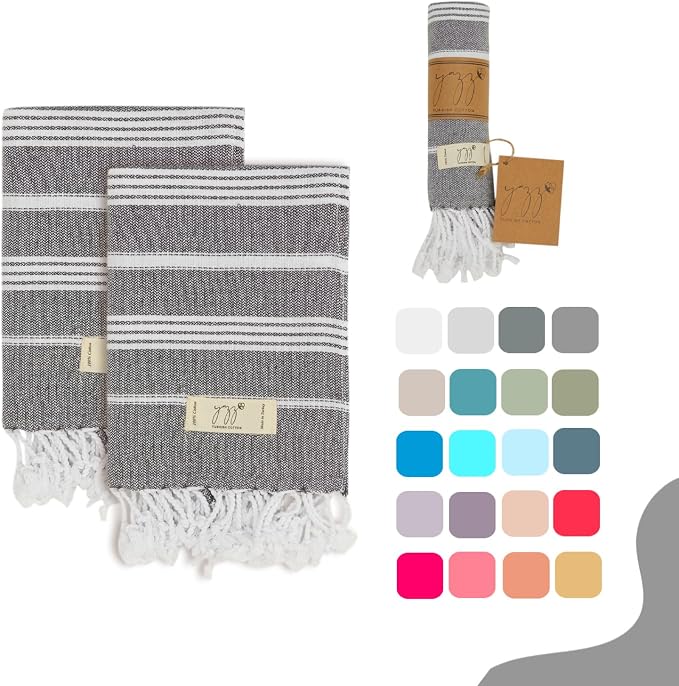 Hand Towels - Set of 2, Decorative Peshtemal Cotton Hand Towels by YAZZTURKISHCOTTON