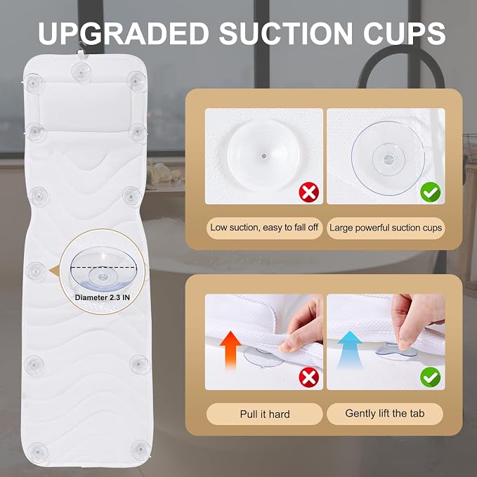 Full Body Bath Pillow for Bathtub, Non-Slip Bath Pillows for Tub, Spa Bathtub - Image 4