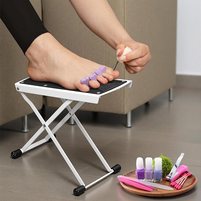 Pedicure Foot Rest, 6 Heights Adjustable Foot Stool, Upgraded Metal Foldable - Image 7