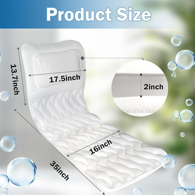 EMMTEEY Full Body Bath Pillow for Tub, Bathtub Pillow for Head and Neck Support - Image 4