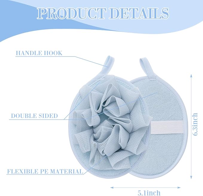Boao 3 Pcs Bath Shower Pouf Sponge Mesh Pouf Shower Ball Exfoliating Body - Image 2