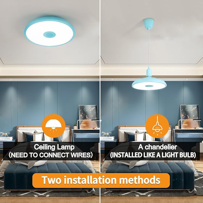 Sky Blue Waterproof LED Ceiling Light Fixture, Music Ceiling Lamp, - Image 5
