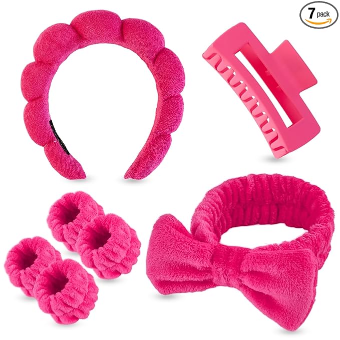 7 Pcs Spa Set, Facial Headband and Wristband Set, Skincare Accessories by Unknown