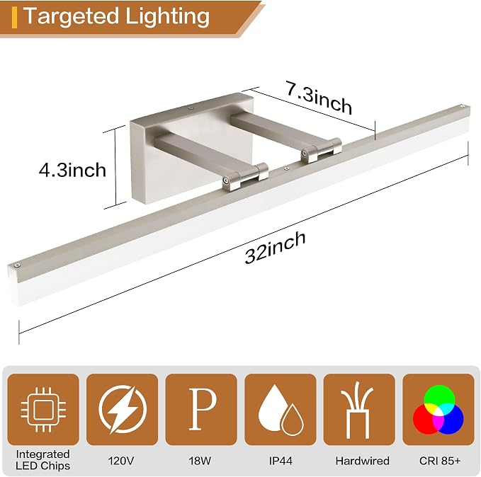 SOLFART Bathroom Lighting Fixtures Over Mirror: 32 Inch 5CCT Retractable LED - Image 4