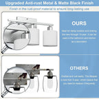 Bathroom Light Fixtures Over Mirror Brushed Nickel, Rustproof 3-Light Bathroom - Image 2
