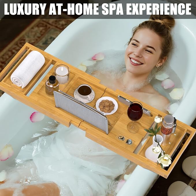 Bathtub Tray Caddy, Expandable Bath Trays - Image 5