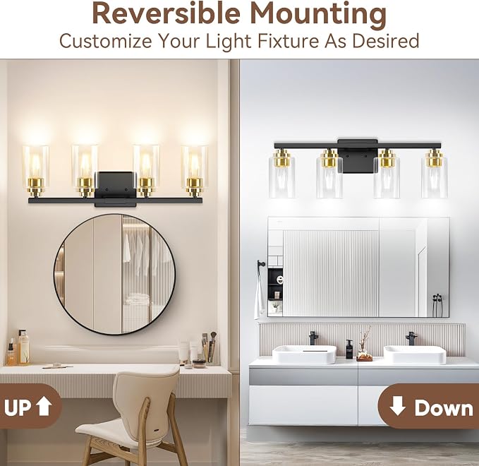4-Light Bathroom Light Fixtures, Classic Wall Light Fixture - Image 2