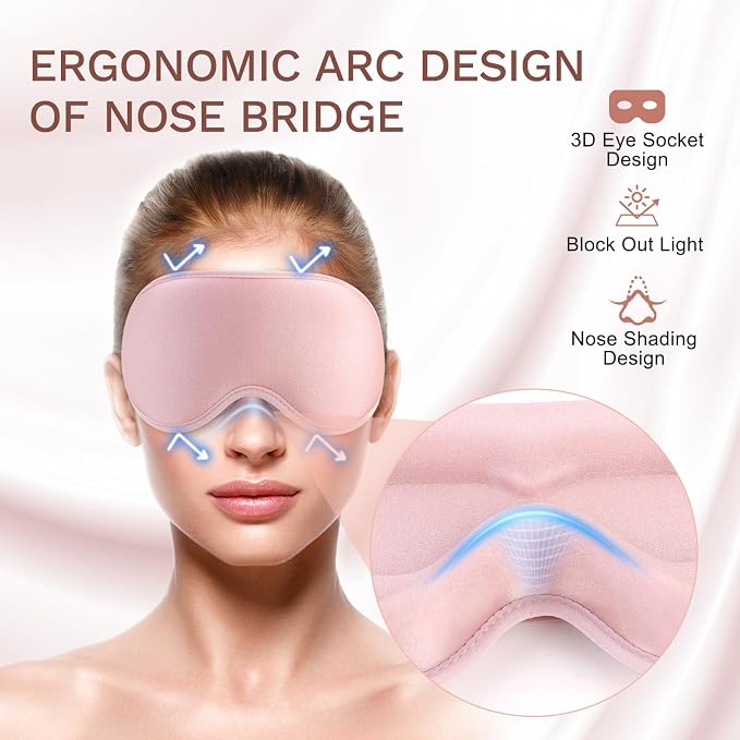 FlyCoco 99% Fully Block Out Light Eye Sleep Mask, 3D Deep Contoured Eyes Cover - Image 4