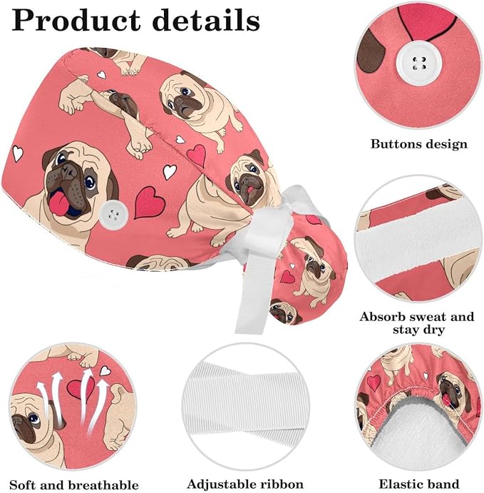 Adjustable Brown Dachshund Dog Blue Surgical Scrub Cap - Image 4