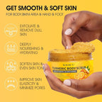 VOERUY Turmeric Body Scrub, 10% AHA/BHA & Vitamin C Exfoliating Body Scrub - Image 3
