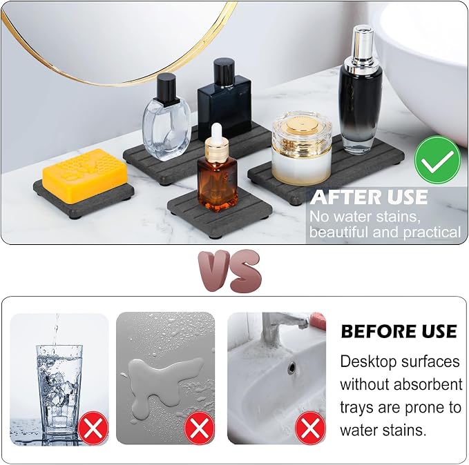 4PCS Fast Drying Diatomite Stone Soap Tray - Image 5