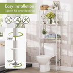 AmazerBath Over The Toilet Storage Bamboo, Bathroom Over Toilet Organizer Rack - Image 5