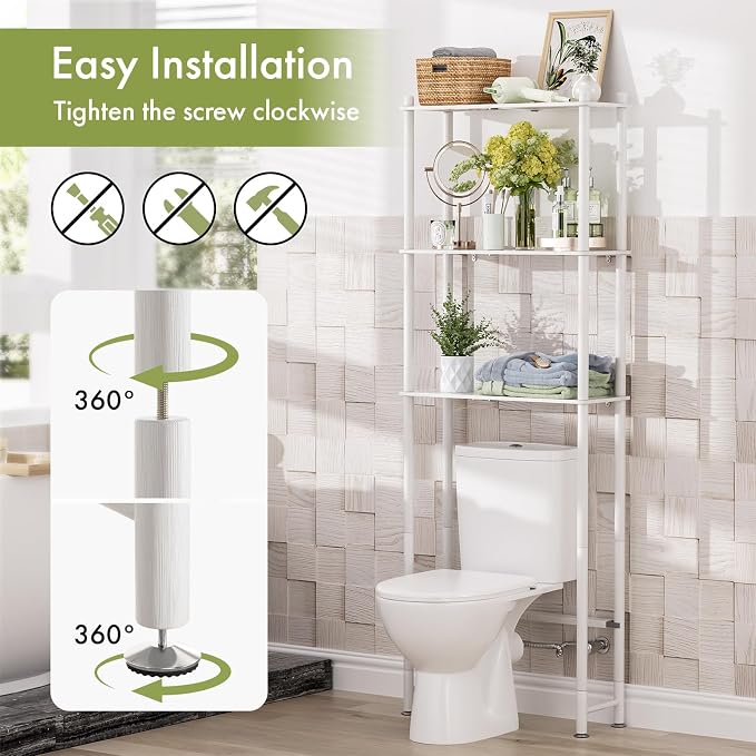 AmazerBath Over The Toilet Storage Bamboo, Bathroom Over Toilet Organizer Rack - Image 5