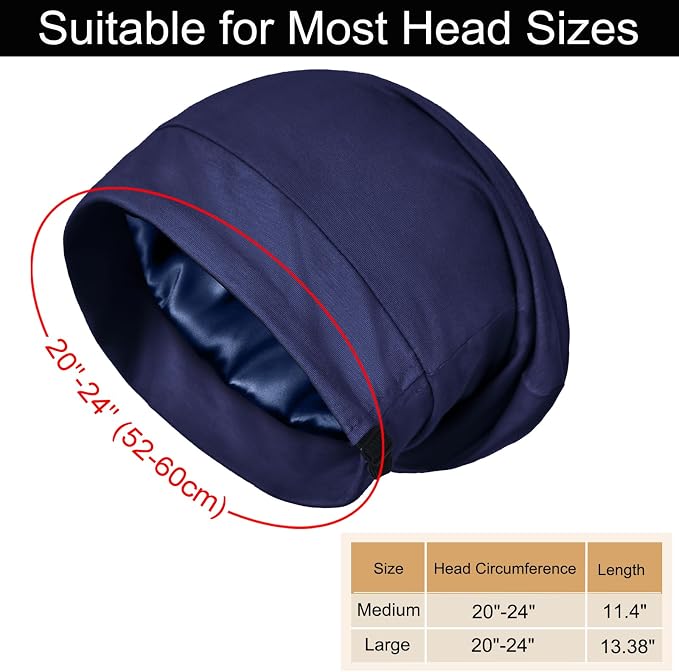 Satin Bonnet for Sleeping Night Cap, Adjustable Satin Lined Silk Bonnets Sleep - Image 5