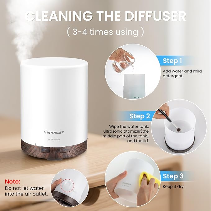 URPOWER 300ml Essential Oil Diffuser Ultrasonic Air Humidifier AUTO Shut Off - Image 5