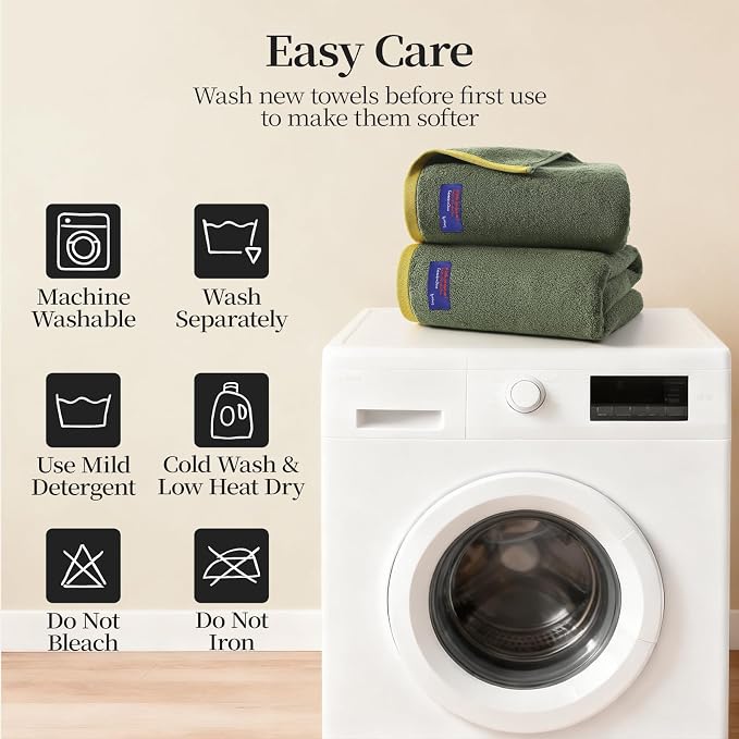 REDKISS 100% Cotton 2 Pack Luxury Bath Towels 27 x 54 Inches, Oversized Bath - Image 9