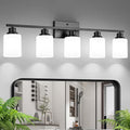 Ascher Bathroom Light Fixtures, 5-Light Vanity Light Over Mirror, Matte Black by Ascher
