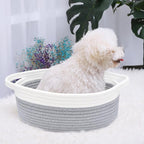 ABenkle Small Basket with Handles, Boho Decorative Rope Woven Dog Cat Toy - Image 3