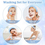 7Pcs Spa Set - Puffy Headband, Wristbands, Powder Puffs, Makeup Removal Terry - Image 3