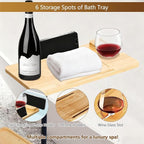 3 Layer Bathtub Tray Table, Bamboo Swivel Bathtub Side Table Height Adjustable - Image 4