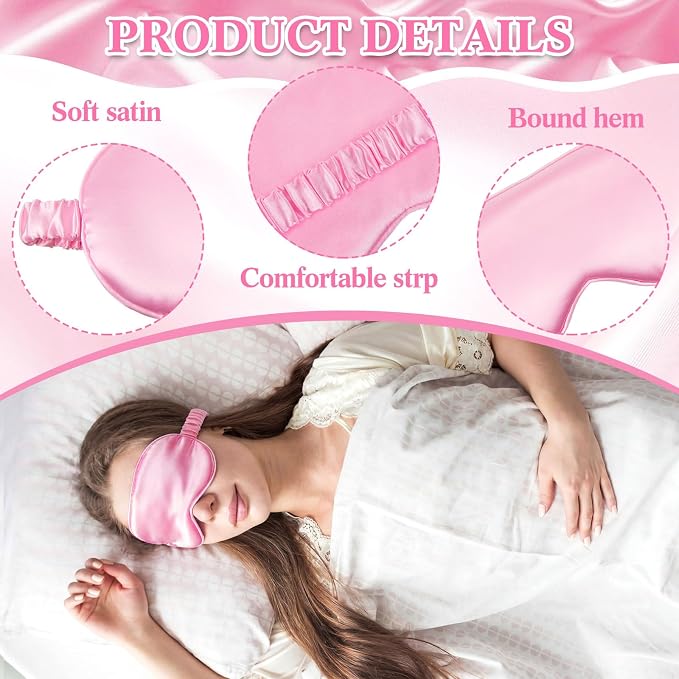 Cutecrop 12 Pcs Silk Sleep Masks Soft Satin Eye Masks - Image 3