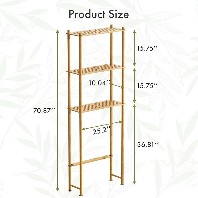 AmazerBath Over The Toilet Storage Bamboo, Bathroom Over Toilet Organizer Rack - Image 2