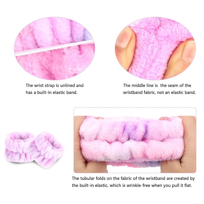 CIEHER 12 PCS Makeup Headband for Women Wrist Washband Scrunchies Cuffs for - Image 5