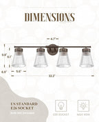 4-Light Bathroom Vanity Light, HWH Oil-Rubbed Bronze Bathroom Light Fixtures - Image 2