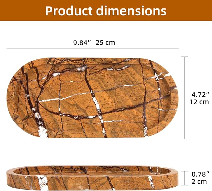 Natural Marble Tray Oval, Bathroom Vanity Tray - Image 2