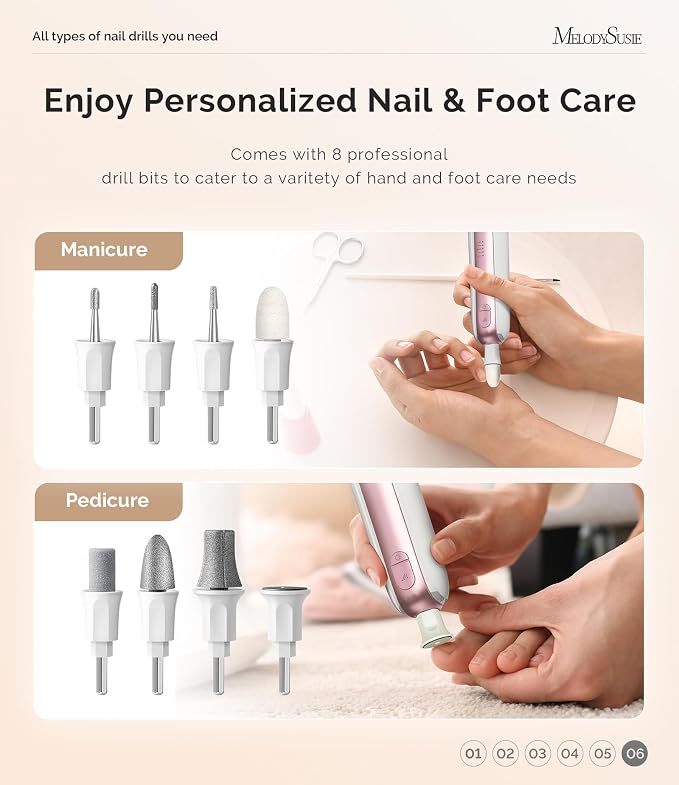 MelodySusie Cordless Pedicure & Manicure Nail Drill Kit, PC760G - Image 7