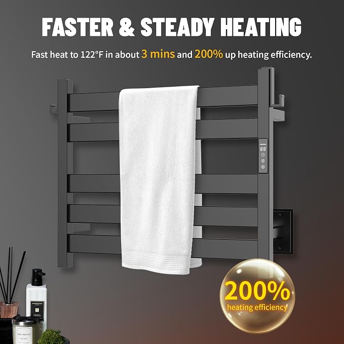 K&KALONZO Towel Warmer for Bathroom, Wall-Mounted 5-Bar Heated Towel Rack - Image 2