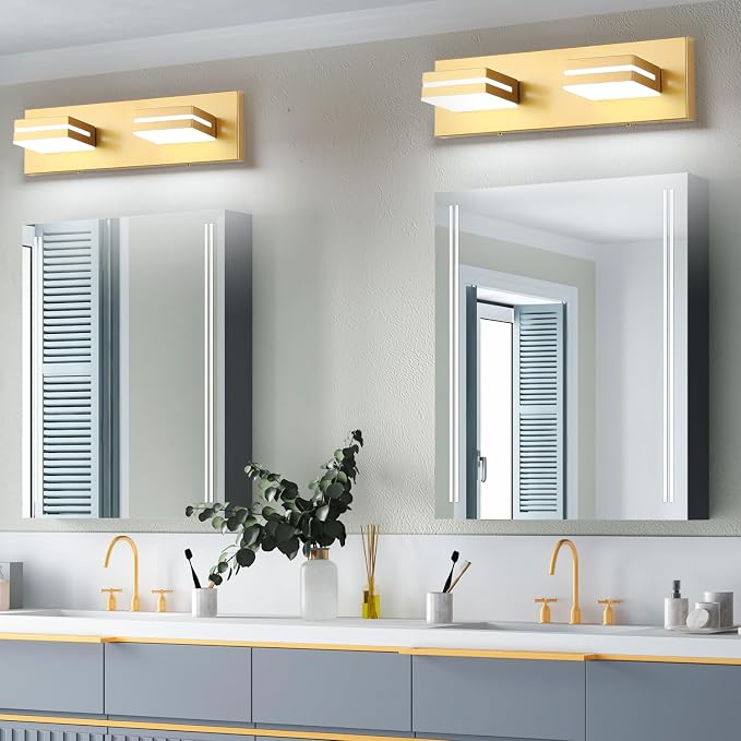 SineRise LED Modern Bathroom Vanity Light Fixtures, Matte Gold Modern Acrylic - Image 7