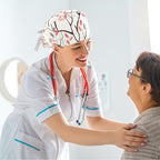 Women Working Cap with Buttons Bouffant Hat Autumn Leaves Nurse Scrub Caps Long - Image 6
