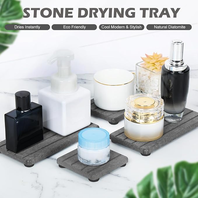 4PCS Stone Drying Tray for Bathroom Sink and Kitchen Counter, Fast Drying - Image 3