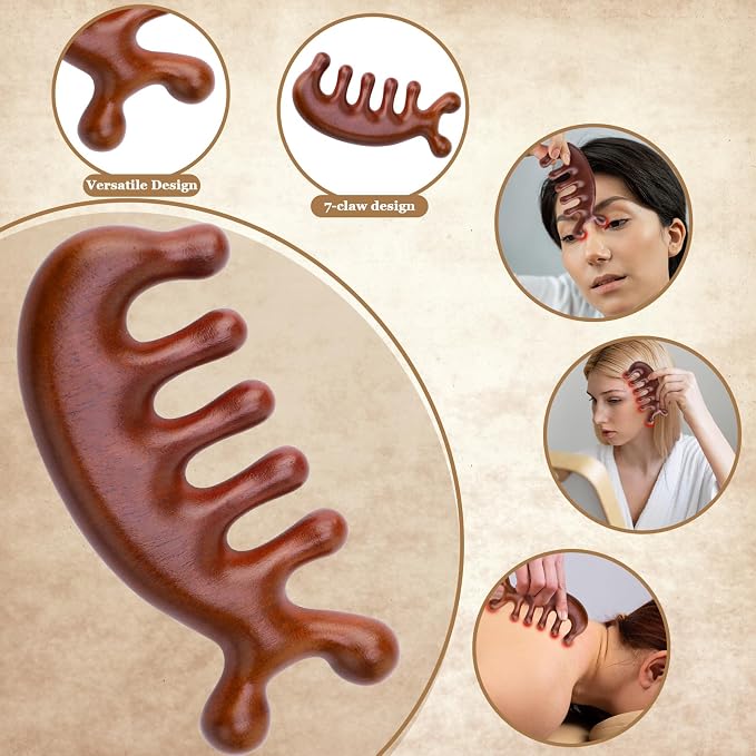 ProSuites 3 Pcs Wooden Head Scalp Massager Comb, Head Massage Tool - Image 5